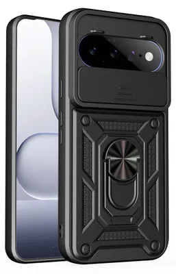 Produktbild von Google Pixel 11 / 11 Pro Hülle - Coverup Armor Ring Ständer Back Cover mit Kamera Schutz - Schwarz