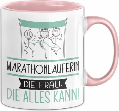 Produktbild von Marathonläuferin Geschenk Tasse Becher Die Frau Die Allen Kann Geschenkidee für eine Marathonläuferin Lustig (Rosa)