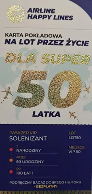 Produktbild von Gutschein für eine Bordkarte zum 50. Geburtstag für Männer – YEKU