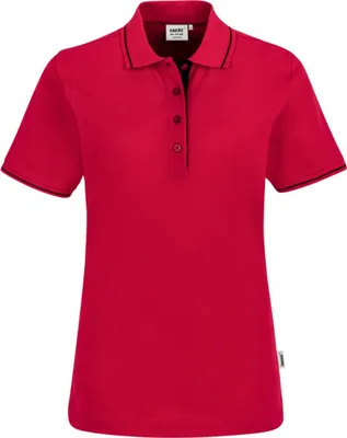 Produktbild von HAKRO Poloshirt Casual Damen #203 Gr. 2XL rot/schwarz