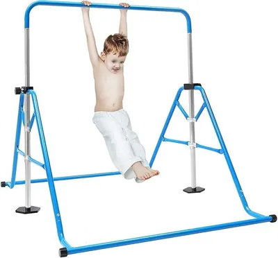 Produktbild von Turnstange Outdoor, Faltbare Reckstange für Kinder 3-8 Jahre mit 100kg Tragkraft, Höhenverstellbare Turngeräte für Garten und Indoor, Inklusive Schaukelset