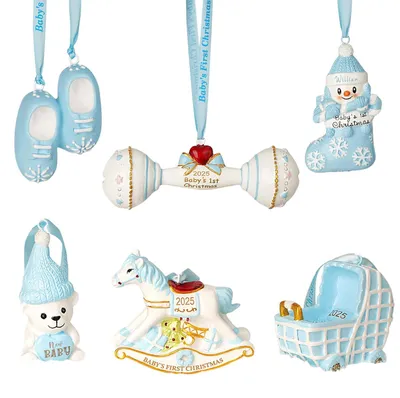 Produktbild von Set mit 6 Deko-Anhängern für die ersten Weihnachtstage des Babys Blaue Weihnachtsanhänger