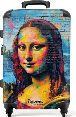 Produktbild von NoBoringSuitcases.com® Großer Koffer - Bunte Mona Lisa im Graffiti-Stil - Kombinationsschloss TSA - Hartschalen Trolley 4 Rollen - 72 liter - Reisekoffer - 66 cmKoffer Mittelgroß 67x43x25 cm, 72L,