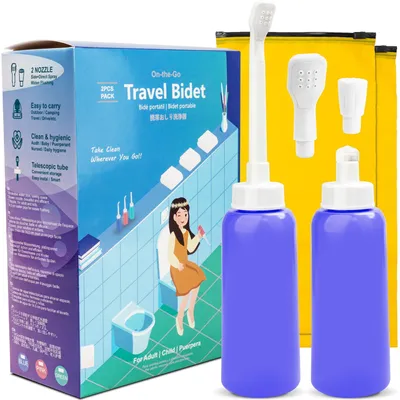 Tragbares Reise-Bidet 500 ml, 2 Stück, blau, für Hygiene unterwegs
