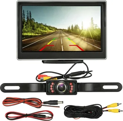 Obrázek produktu pro Záložní kamera 5- palcový HD monitor bezdrátový přijímač infračervené noční vidění zadní pohled Parkovací systém černý