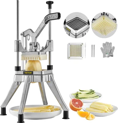 Obrázok produktu pre VEVOR Krájač na zemiaky Krájač na hranolky 1/4 palca Krájač na zeleninu Komerčný drvič Krájač na ovocie s 2 náhradnými nožmi, nerezový sekáč Krájač na zeleninu