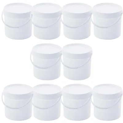 Immagine prodotto di 10 contenitori da 5 litri con coperchio - Adatti al contatto alimentare - Colore bianco