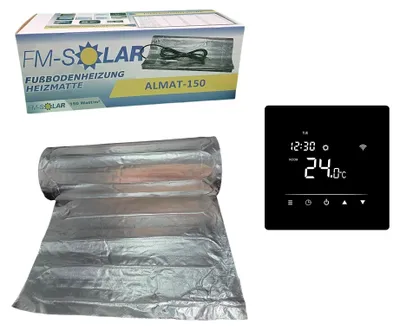Produktbild von 1m² bis 15m² Elektrische Fußbodenheizung Set 150W/m² Elektro Bodenheizung ALU