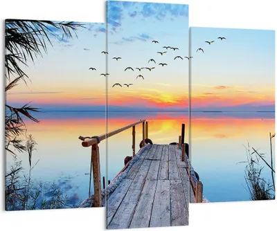 Produktbild von Bild auf Leinwand - Leinwandbild - Brücke See - 130x100cm - Wand Bild - Wanddeko - Wandbilder - Leinwanddruck - Bilder - Kunstdruck - Wanddekoration - Leinwand bilder - Wandkunst - CB130x100-3818