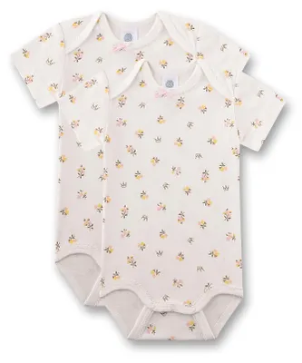Immagine prodotto di Sanetta, body a maniche corte color beige con motivi floreali, confezione da 2, per neonati e bambine