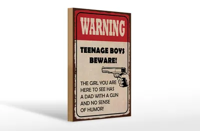 Produktbild von Holzschild Spruch 20x30cm warning teenage boys