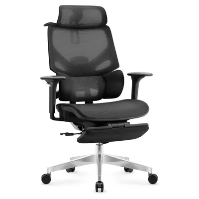 Immagine prodotto di Mark Adler Expert 8.7 Sedia da ufficio ergonomica in rete nera, braccioli 4D, schienale regolabile, poggiatesta, poggiapiedi