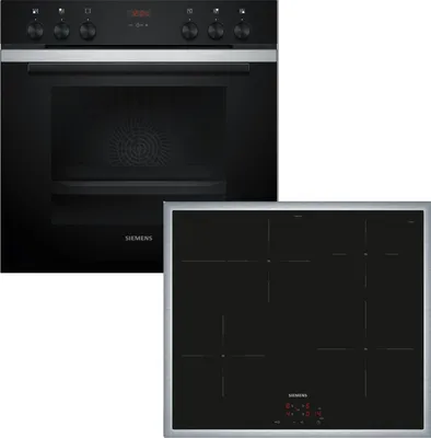 Siemens Einbau-Herd-Set, EI645CFB6E + HE213ABS4 + HZ538000, Einbau-Herd, Induktionskochfeld, Clip-Auszug EQ212IS21B Set Ansicht