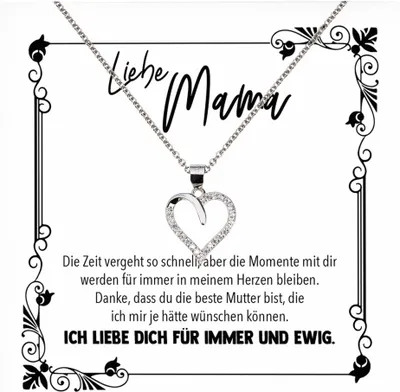 Produktbild von 22Feels Echt Silber Halskette - Liebe Mama Geschenk Geburtstag Muttertag Mutter Schmuck Set für Frauen - Herz Anhänger, Karte