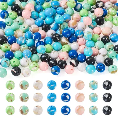 Image de Perles en résine imitant des perles d'edelstein - 160 pièces rondes - pour la fabrication de bijoux (bracelets, colliers, boucles d'oreilles) - 4 mm