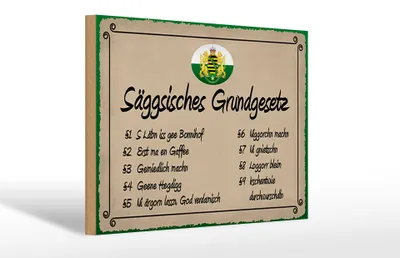 Produktbild von Holzschild Spruch 30x20cm säggsisches Grundgesetz lustig