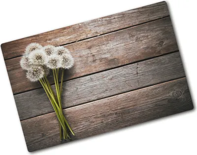 Produktbild von Tulup Glas Herdabdeckplatte - 80x52 cm - Glaskeramikkochfeld-Abdeckung Spritzschutz Glasabdeckplatte - Einteilig - Blumen & Pflanzen - Pusteblume Holz - Braun