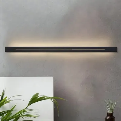 Zdjęcie produktu dla ZMH LED kinkiet lampa ścienna wewnętrzna czarny 100cm ciepły biały LED zintegrowany na stałe