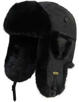 Produktbild von Uschanka Trapper-Mütze Kunstpelz Fliegermütze Herren Damen M-L Schwarz