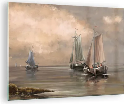 Produktbild von Bilder auf glas - Meer Boot Fischer - 70x50cm - Glasbilder - Wandbilder - Kunstdruck - zum Aufhängen bereit - Wanddekoration aus Glas - Glas Bilder - Wandbild auf Glas - Einteilig - GAA70x50-3514