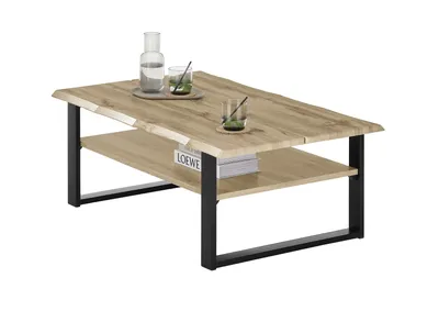 Zdjęcie produktu dla Couchtisch >Venice< in Wotan Eiche Dekor, MDF - 107x40x66cm (BxHxT)