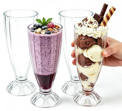 Productafbeelding van Solidchoice - Set van 4 Transparante IJs Dessertglazen van 350 ml