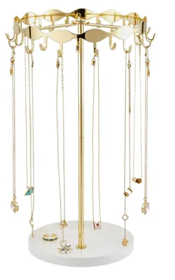 Imagen del producto de Soporte para collares de metal, con 26 ganchos, color dorado, para guardar joyas, ideal para la cocina