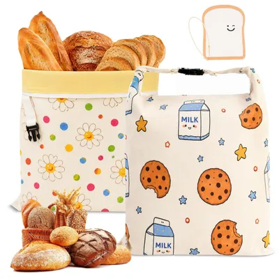 Produktbild von 2Pcs Bienenwachs Brotbeutel, mit Schnallenverschluss,43×33cm (A) Bienenwachsbeutel, Bienenwachsbeutel für brot, Brotbeute