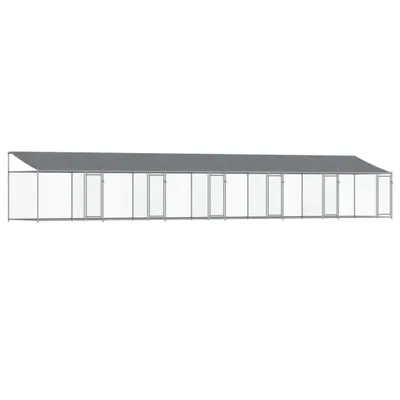 Produktbild von vidaXL Hundezwinger mit Dach und Türen Grau 12x2x2 m Verzinkter Stahl