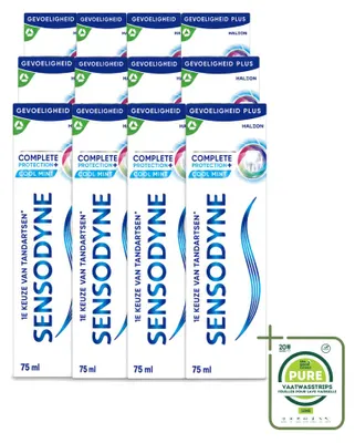 Productafbeelding van 12 x Sensodyne Complete Protection + Cool Mint tandpasta, 75 ml - Grote verpakking - 12 stuks
