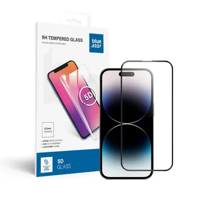 Produktbild von Blue Star, Displayschutzfolie aus Glas (9H) für Apple iPhone 14 Pro, Schwarz