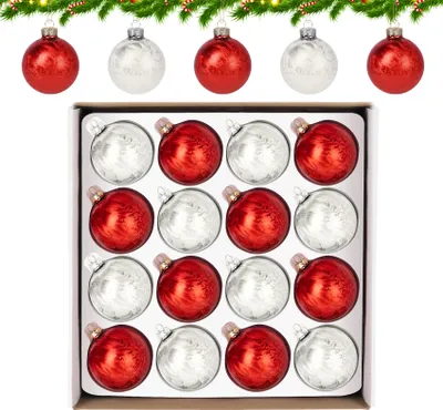 Servietten-Set Weihnachten – Christbaumkugeln Rot-weiß, 33x33 Cm, 3-lagig – Inkl. Setita Menükarte Für Festliche Tischdeko