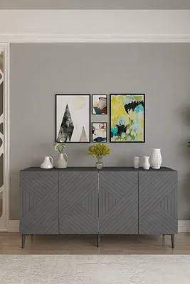 Produktbild von Skye Decor, Hochwertiger Konsolentisch Anthrazit, 150 cm, 100% Melamin, 3 Regale