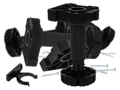 Zdjęcie produktu dla Noga meblowa 100 mm z regulacją wysokości 90-118 mm plastikowa czarna 40x