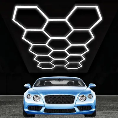 Image de Éclairage de garage Hexagon - Plafonnier LED - 14 hexagones - 534 W - 407 x 239 cm - 220 V - Montage en saillie - Blanc froid
