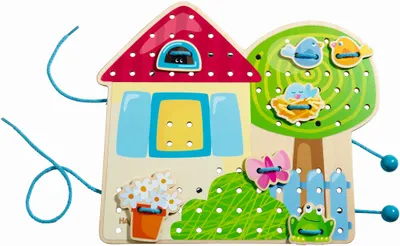 Produktbild von HABA Fädelspiel Gretas Gartenhaus, 31-tlg., Fädel Spiele, Kinderspiele, Kinder Spiele, Spielzeug, 301125