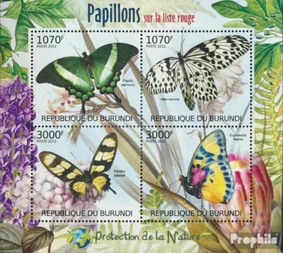 Produktbild von Briefmarken Burundi 2012 Mi 2540-2543 Kleinbogen (kompl.Ausg.) postfrisch Seltene Schmetterlinge