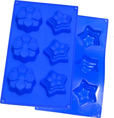 Produktbild von 2 Stück Silikon-Seifenformen, 6 Vertiefungen, Blumensterne, Silikon-Backform, Perfekt Für Die Seifenherstellung, Handgemachte Kuchen, Schokoladenkekse, Brownies, Pudding