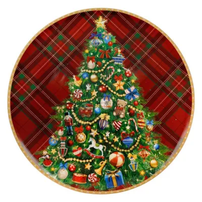Image de Assiette de service en porcelaine avec motif tartan