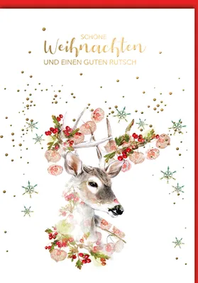 Produktbild von Weihnachten - Karte mit Umschlag - Hirsch geschmückt
