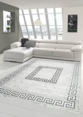 Immagine prodotto di Tappeto moderno Tappeto orientale con filato glitterato e bordo grigio Dimensioni - 80 x 150 cm