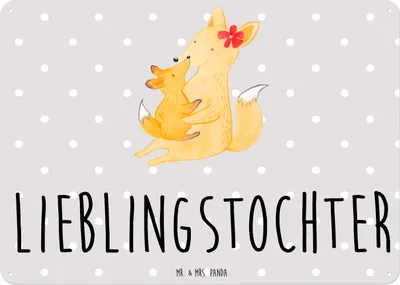 Produktbild von Mr. & Mrs. Panda tafel Fuchs Mama DIN A6 - Grau Pastell - Geschenk, Tochter, Mutter, Metallbild, Muttertag, Retro Blechschild, Wandbild, Schoß, wandtafel, Schild