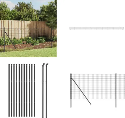 Image de vidaXL Clôture grillagée Anthracite 0,8x25 m Acier galvanisé - Clôture grillagée - Clôture de jardin - Grillage métallique