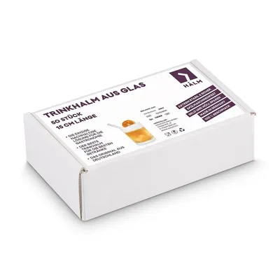 Produktbild von HALM Glasstrohhalm 50x15cm inklusive Profi Reinigungsbürste 50 Stück