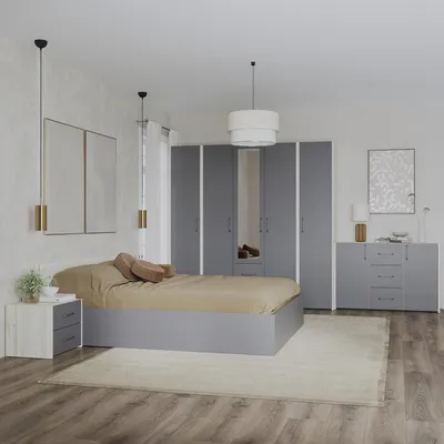 Productafbeelding van haaus Malmö V9 slaapkamer set, 160 x 200 cm, eikenhout wit/anthraciet