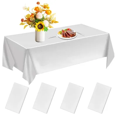 Wegwerptafelkleid, weiß, 137x274 cm, 4 Stück, rechteckig, Stoffeffekt