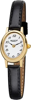 Produktbild von Regent Leder Damen Uhr F-977 Quarzuhr Armband schwarz D2URF977
