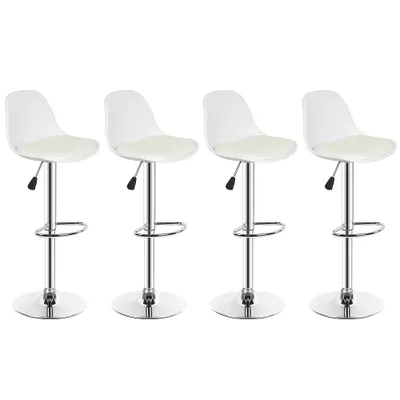Image de lot de 4 tabourets de bar Chaise de bar en similicuir réglable en hauteur pivotant blanc