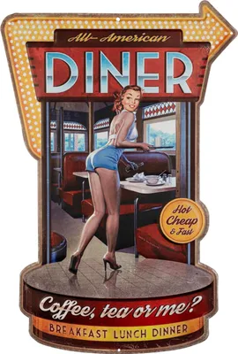 Produktbild von Moritz Blechschild 41 x 60 cm American Diner Amerika USA Frau Retro Coffee Deko Metallschild Retro Vintage Retro Sprüche lustig
