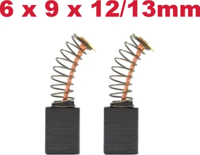 Produktbild von 2x Motorkohlen / Kohlebürsten / Schleifkohlen 6 x 9 x 12/13 mm passend für viele Elektrowerkzeuge wie Blaukraft BBM 1050 Bohrmaschine